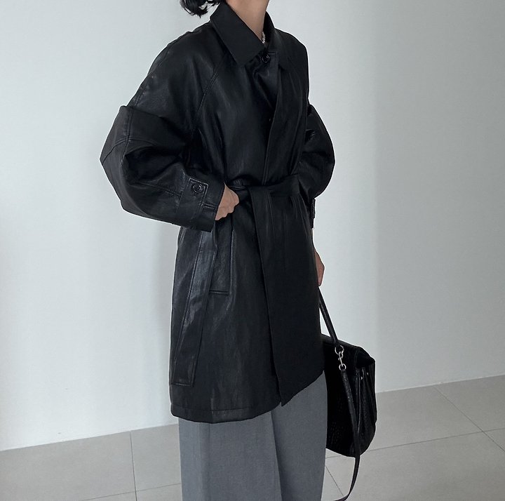Ripple - Korean Women Fashion - #womensfashion - Mus Half Leather Jacket - 2