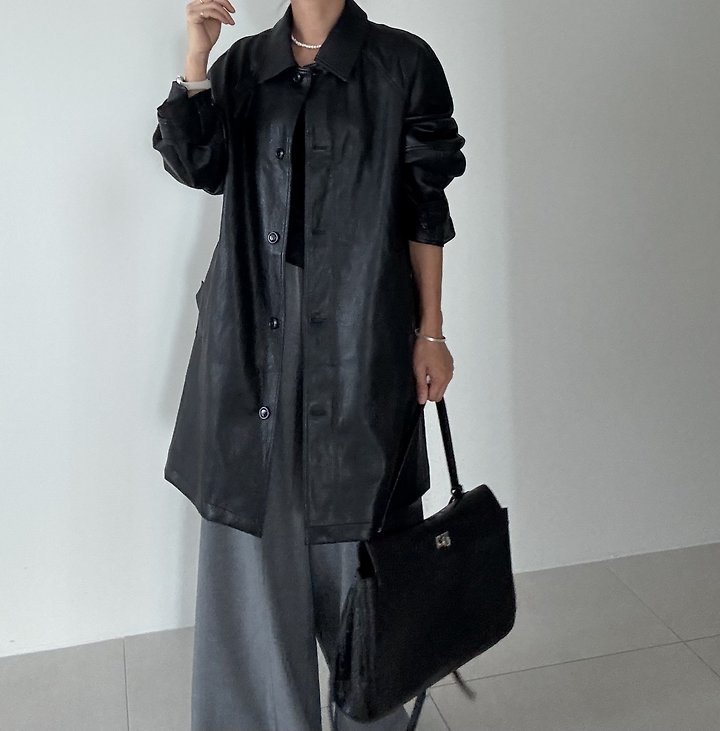 Ripple - Korean Women Fashion - #momslook - Mus Half Leather Jacket - 4