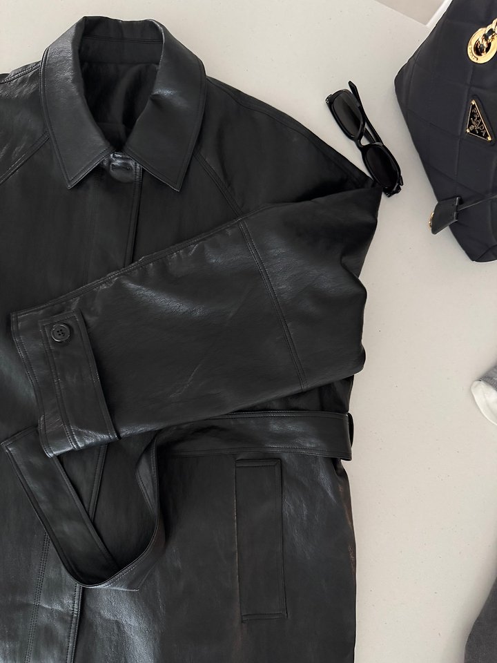 Ripple - Korean Women Fashion - #womensfashion - Mus Half Leather Jacket - 6