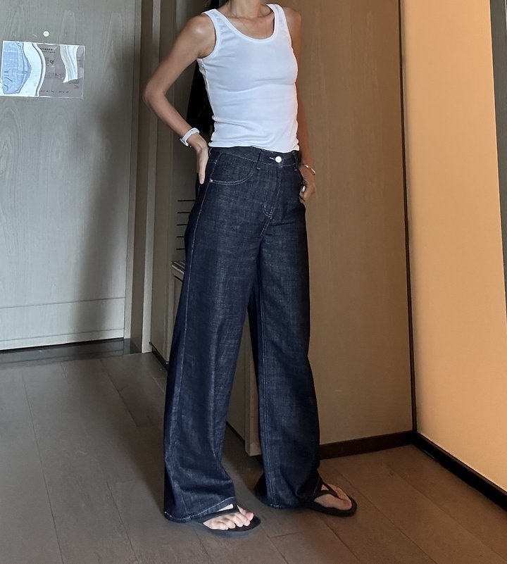 Ripple - Korean Women Fashion - #womensfashion - Indigo Embroidery Denim Pants