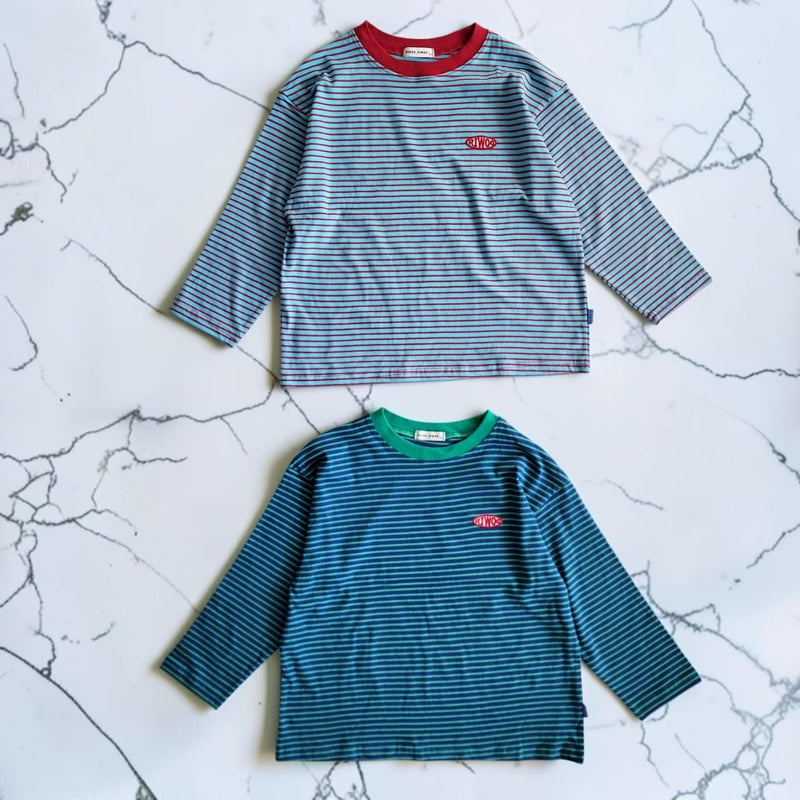 Riwoo Riwoo - Korean Children Fashion - #childofig - Toktok Striped Patch Tee - 2