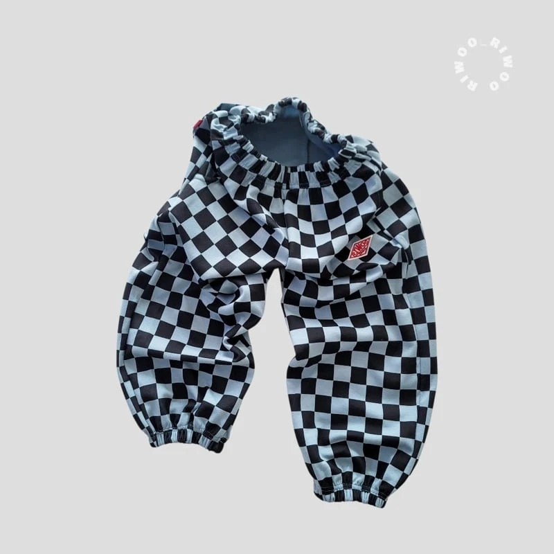 Riwoo Riwoo - Korean Children Fashion - #childofig - Unique Check Jogger Pants - 12