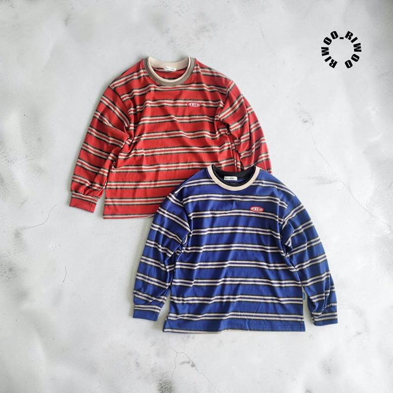 Riwoo Riwoo - Korean Children Fashion - #kidsstore - Double Striped Rib Trim Tee - 2