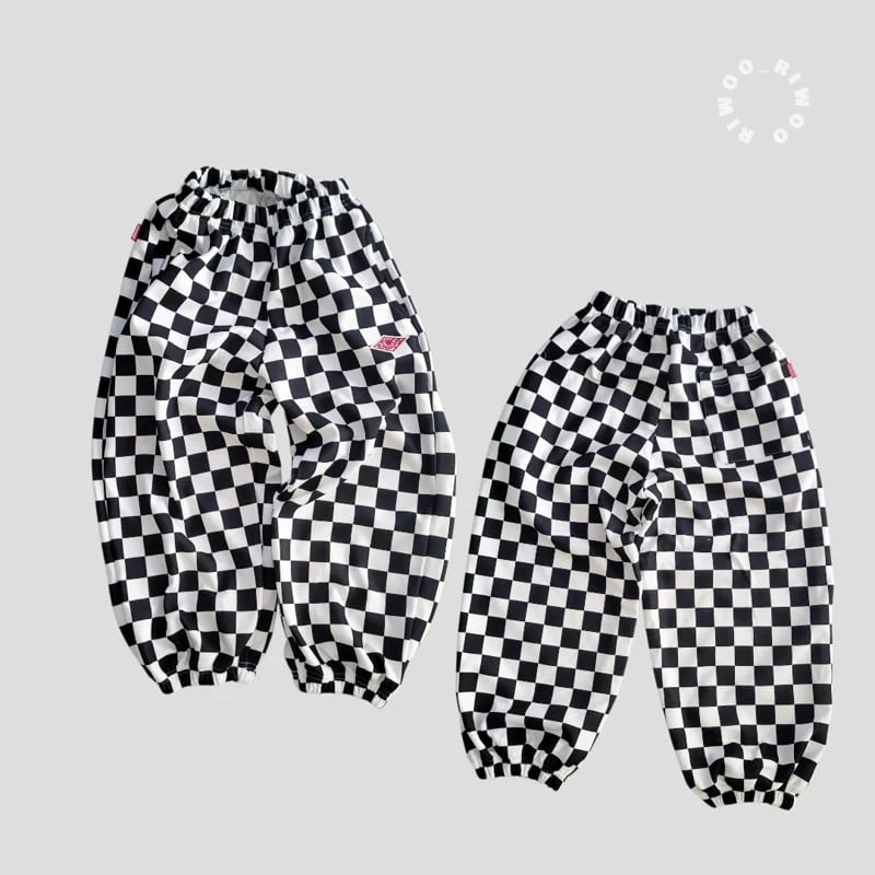 Riwoo Riwoo - Korean Children Fashion - #kidsstore - Unique Check Jogger Pants - 2