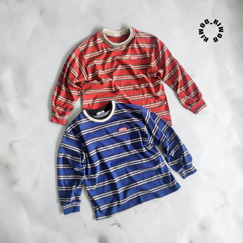 Riwoo Riwoo - Korean Children Fashion - #littlefashionista - Double Striped Rib Trim Tee - 5
