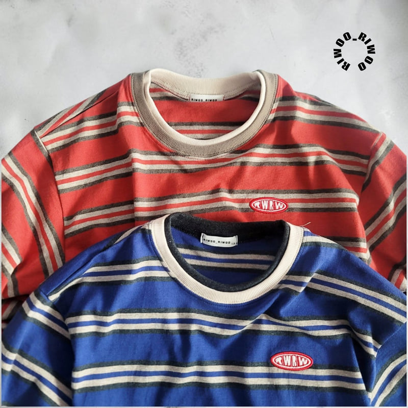 Riwoo Riwoo - Korean Children Fashion - #magicofchildhood - Double Striped Rib Trim Tee - 6