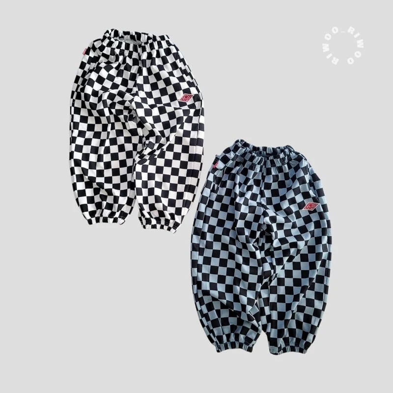 Riwoo Riwoo - Korean Children Fashion - #minifashionista - Unique Check Jogger Pants - 7