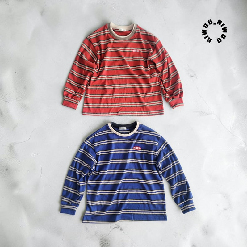Riwoo Riwoo - Korean Children Fashion - #prettylittlegirls - Double Striped Rib Trim Tee - 8