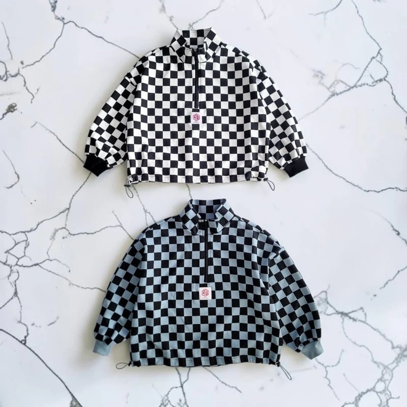 Riwoo Riwoo - Korean Children Fashion - #prettylittlegirls - Unique Check Half Zip-up