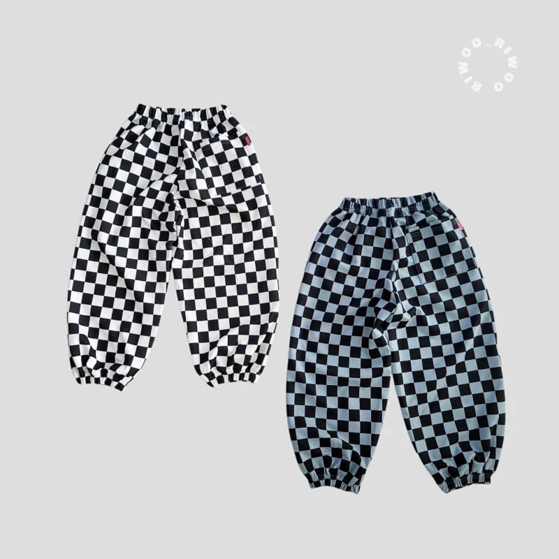 Riwoo Riwoo - Korean Children Fashion - #prettylittlegirls - Unique Check Jogger Pants - 8