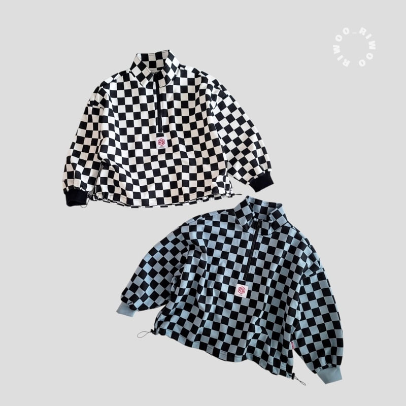 Riwoo Riwoo - Korean Children Fashion - #todddlerfashion - Unique Check Half Zip-up - 2