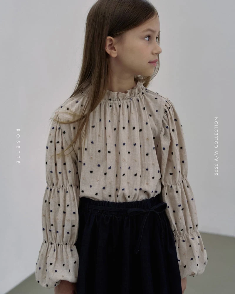 Rosette - Korean Children Fashion - #toddlerclothing - Dot Puff Blouse - 7