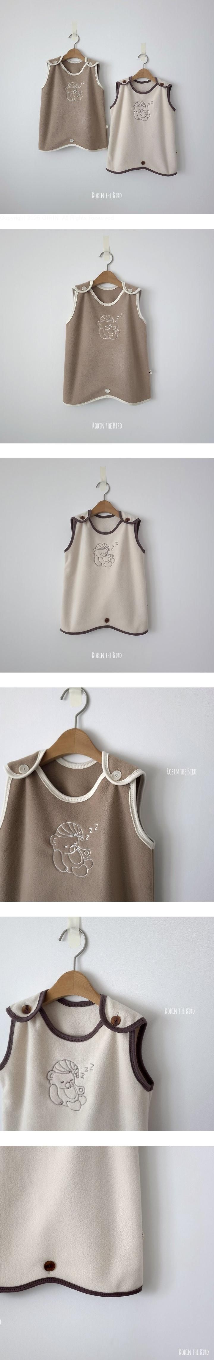 Fleece Bear Embroidery Sleep Vest by Saerobin for Baby - view 1