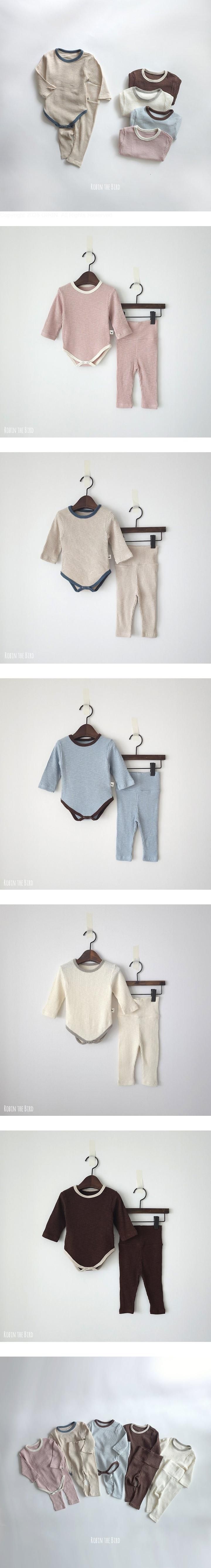 Modal Ribbed Bodysuit Set by Saerobin for Baby - view 1