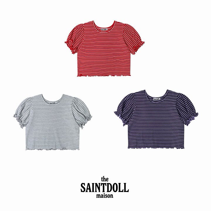 Saint Doll - Korean Children Fashion - #fashionkids - Stripe Frill Tee