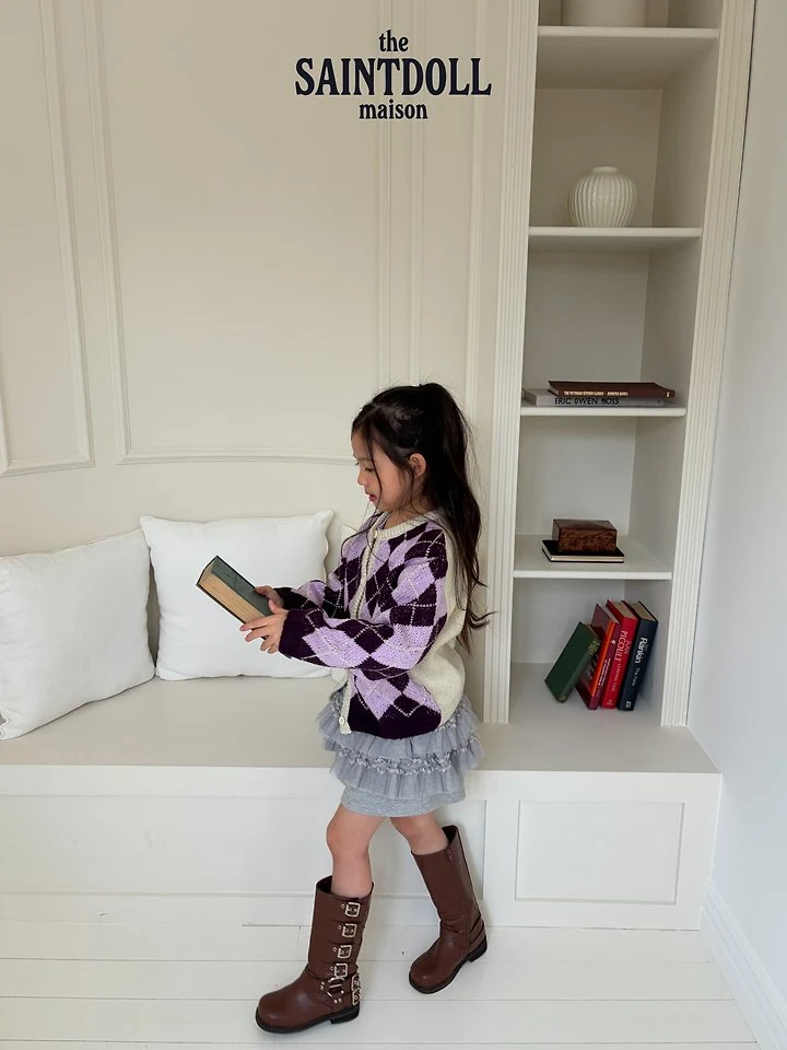 Saint Doll - Korean Children Fashion - #kidsshorts - Argyle Cardigan - 10