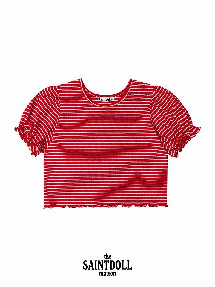 Saint Doll - Korean Children Fashion - #kidsstore - Stripe Frill Tee - 4