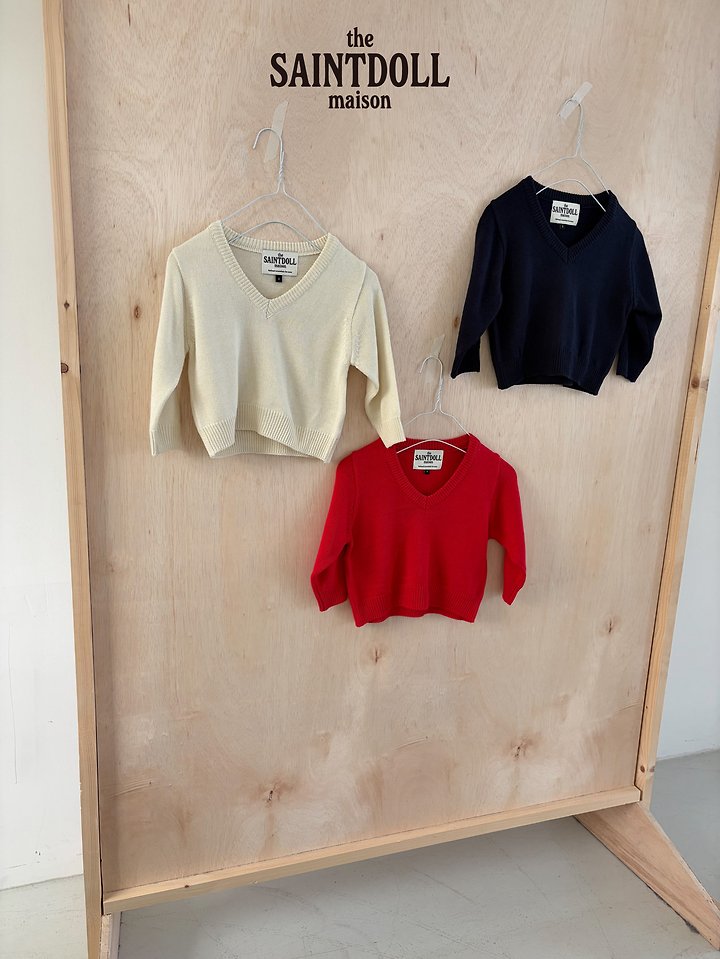 Saint Doll - Korean Children Fashion - #minifashionista - V-Neck Knit
