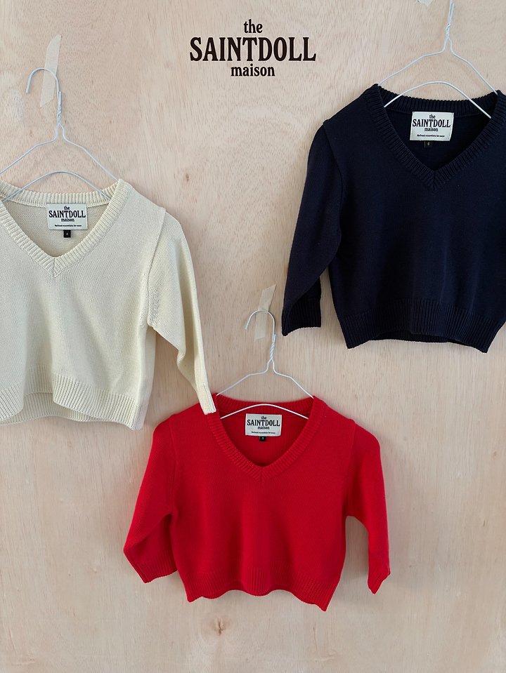 Saint Doll - Korean Children Fashion - #todddlerfashion - V-Neck Knit - 4