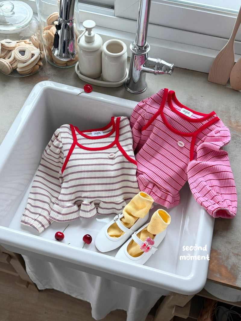 Second Moment - Korean Children Fashion - #discoveringself - Berry Stripe Tee - 2