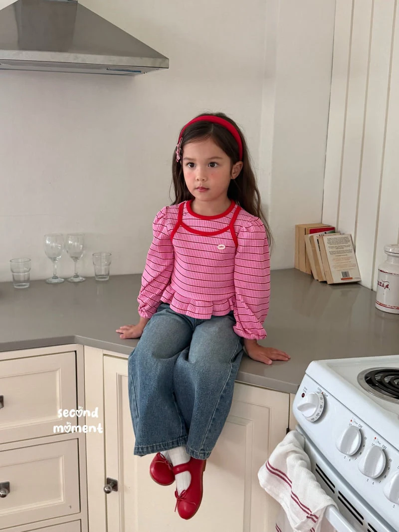 Second Moment - Korean Children Fashion - #fashionkids - Berry Stripe Tee - 3