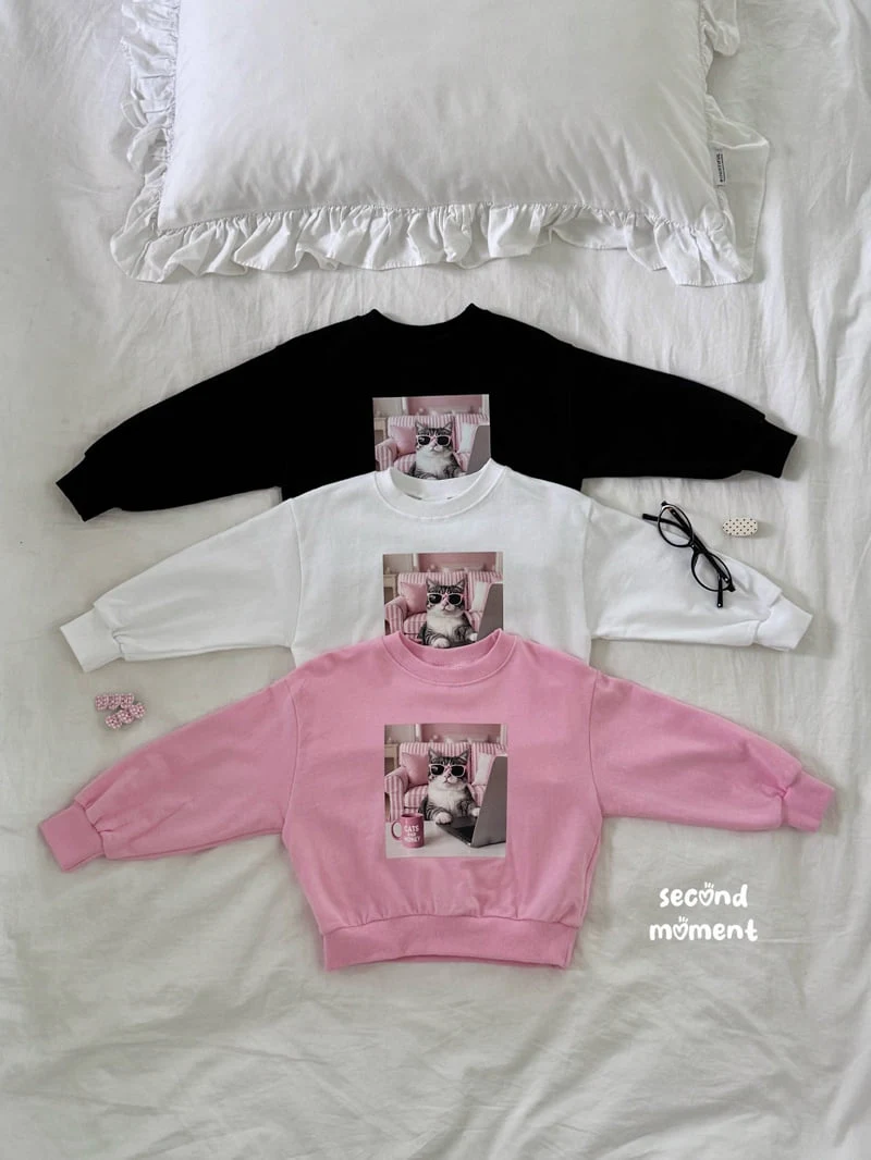 Second Moment - Korean Children Fashion - #kidsshorts - Cat Sweatshirt - 3