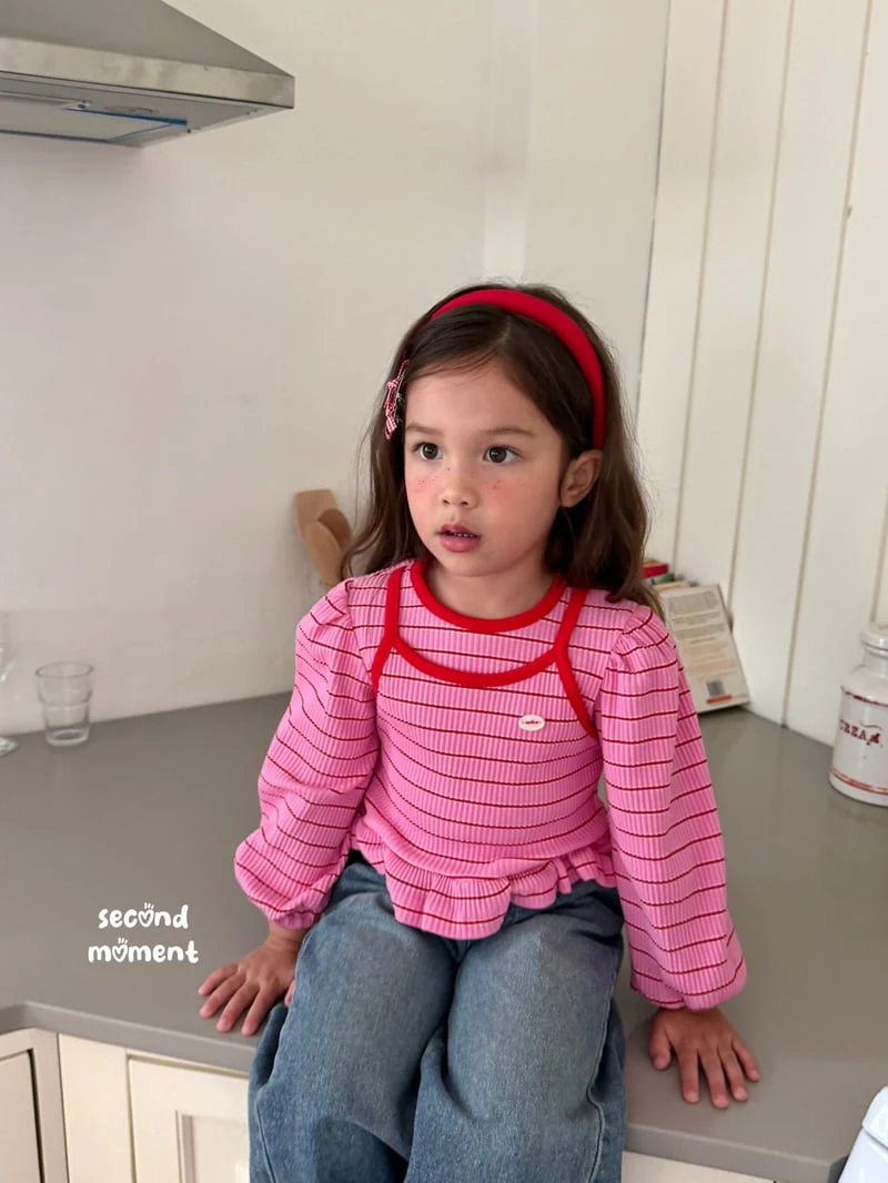 Second Moment - Korean Children Fashion - #fashionkids - Berry Stripe Tee - 4