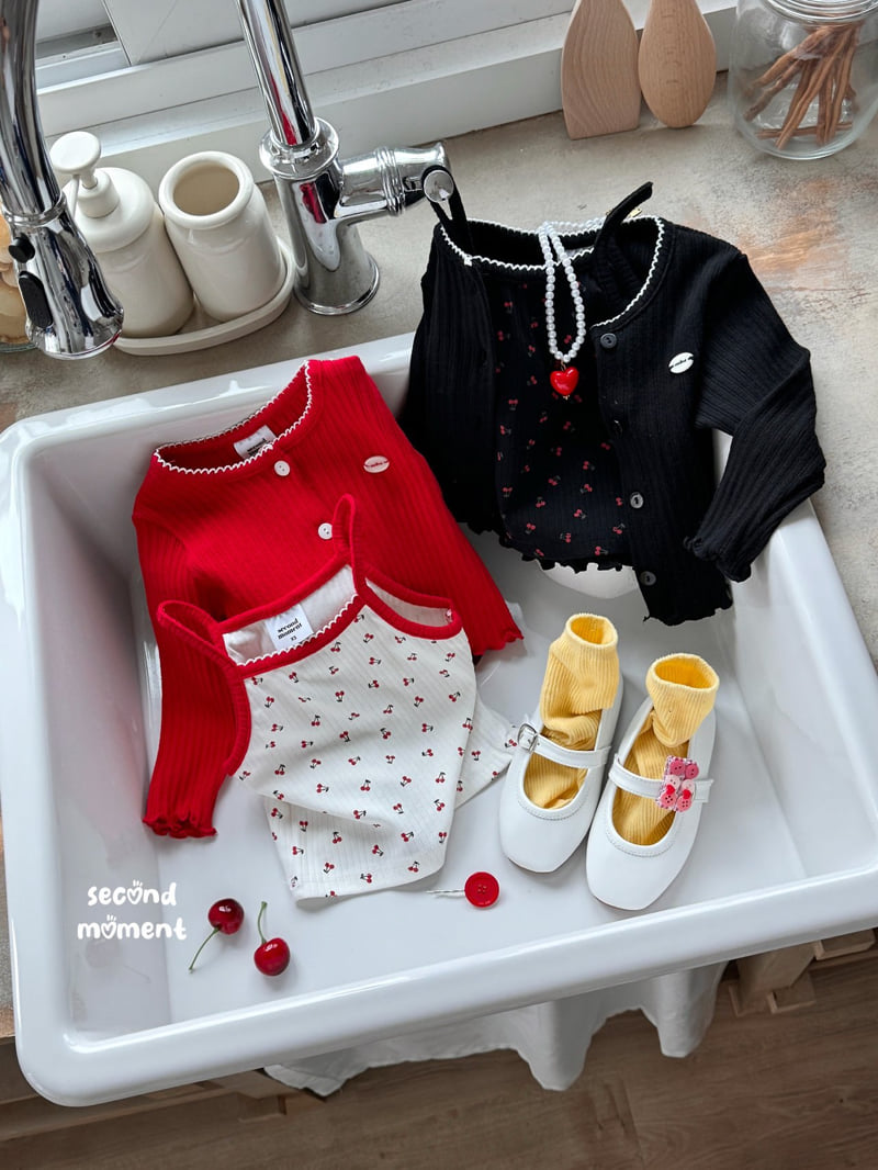 Second Moment - Korean Children Fashion - #kidsstore - Cherry Cardigan Set