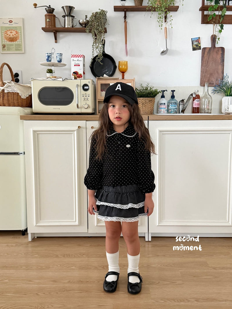 Second Moment - Korean Children Fashion - #kidzfashiontrend - Dot Lace Collar Tee - 2