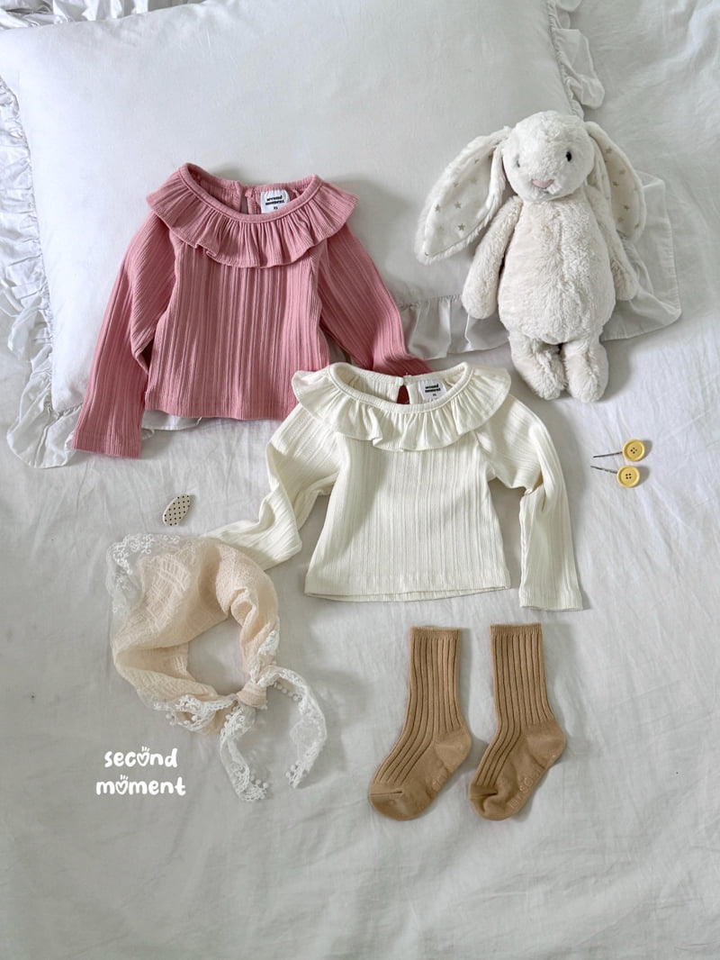 Second Moment - Korean Children Fashion - #kidzfashiontrend - Frill Collar Flower Tee