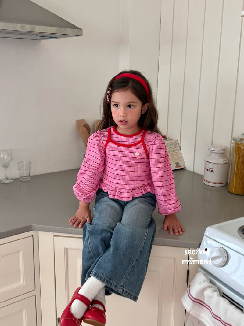 Second Moment - Korean Children Fashion - #kidzfashiontrend - Berry Stripe Tee - 6