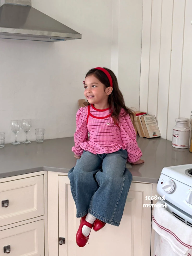 Second Moment - Korean Children Fashion - #littlefashionista - Berry Stripe Tee - 8