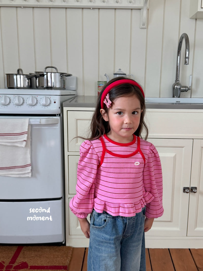 Second Moment - Korean Children Fashion - #minifashionista - Berry Stripe Tee - 10