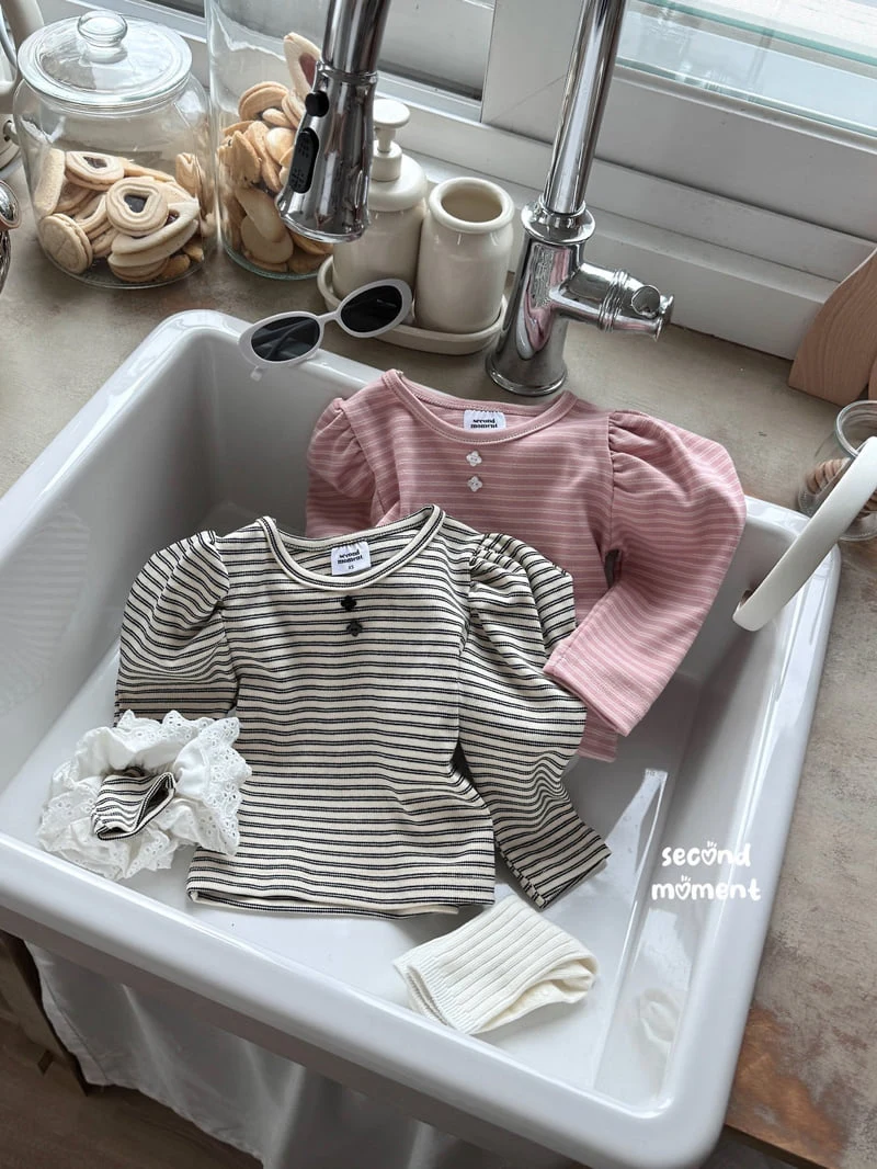 Second Moment - Korean Children Fashion - #prettylittlegirls - Puff Stripe Tee