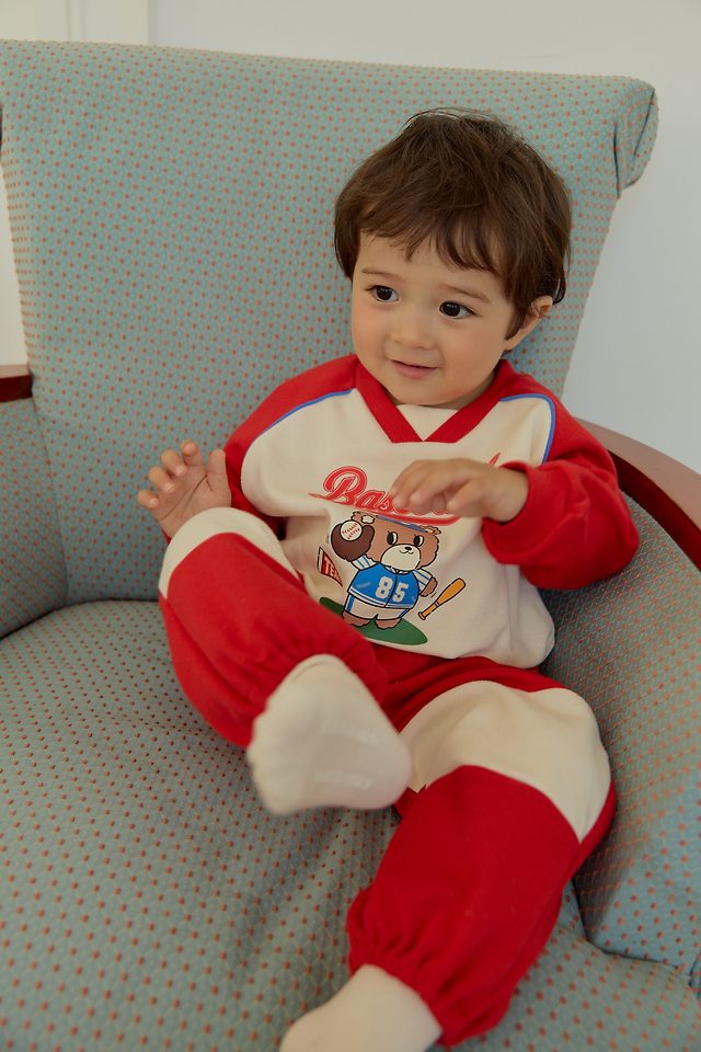 Sera - Korean Baby Fashion - #babyboutique - V-Neck Baseball Top and Bottom Set - 8