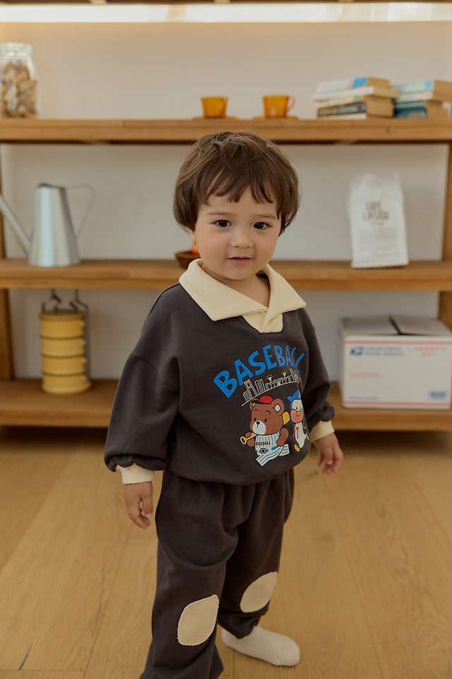 Sera - Korean Baby Fashion - #babyboutique - Collar Kneepad Top and Bottom Set - 7
