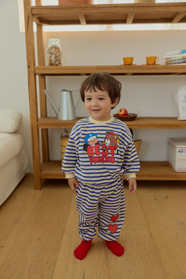 Sera - Korean Baby Fashion - #babyboutique - Best Friend Stripe Top and Bottom Set - 6