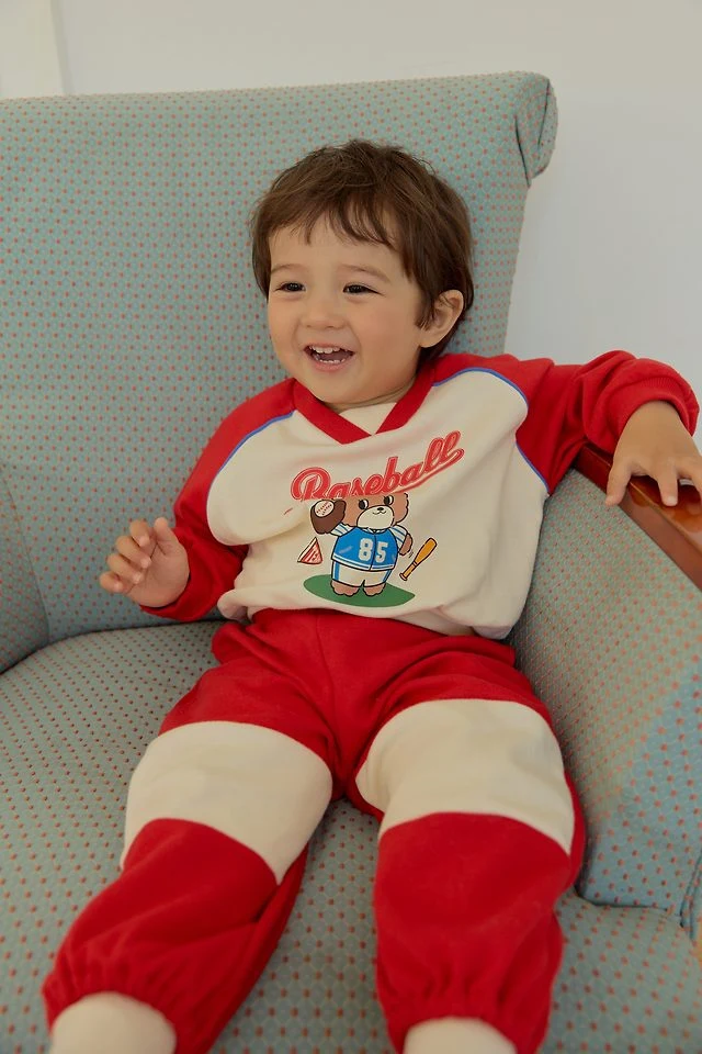 Sera - Korean Baby Fashion - #babyboutiqueclothing - V-Neck Baseball Top and Bottom Set - 9