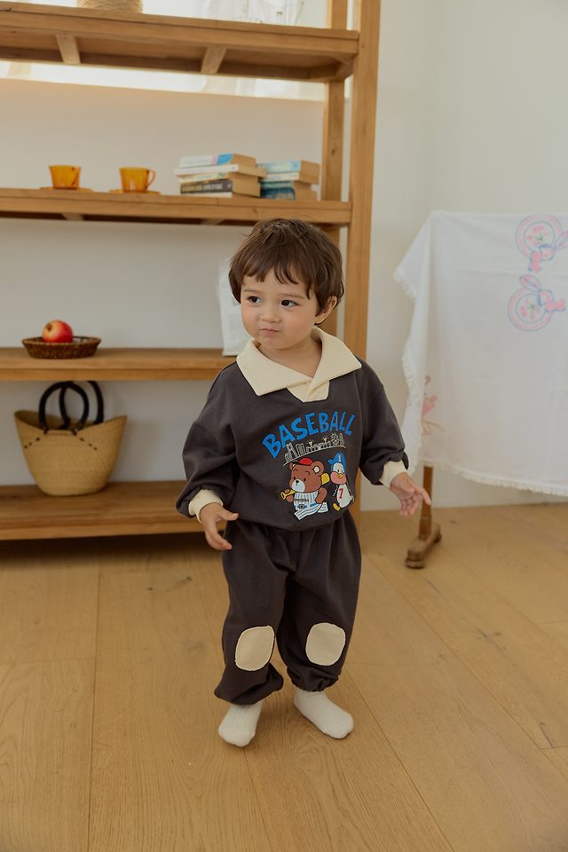Sera - Korean Baby Fashion - #babyboutiqueclothing - Collar Kneepad Top and Bottom Set - 8