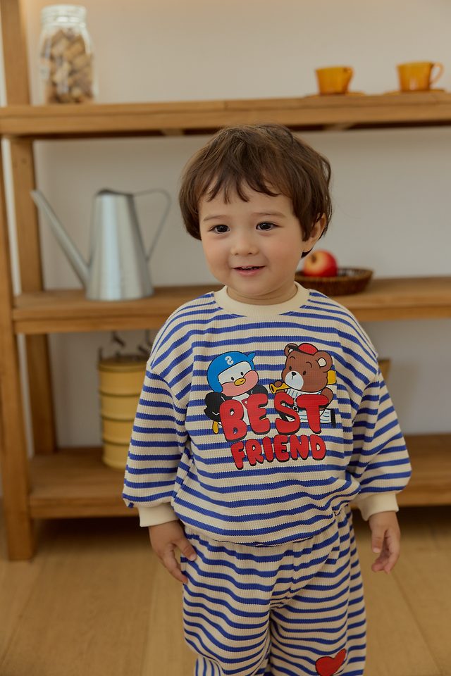 Sera - Korean Baby Fashion - #babyboutiqueclothing - Best Friend Stripe Top and Bottom Set - 7