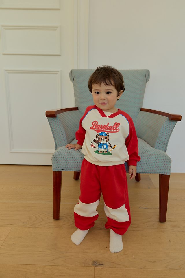 Sera - Korean Baby Fashion - #babyclothing - V-Neck Baseball Top and Bottom Set - 10