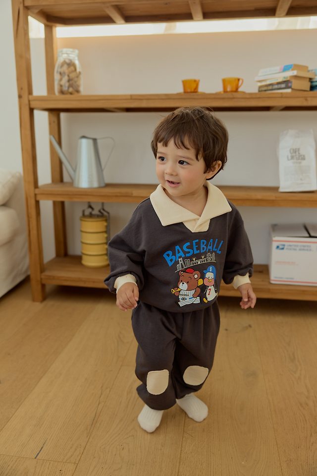 Sera - Korean Baby Fashion - #babyclothing - Collar Kneepad Top and Bottom Set - 9