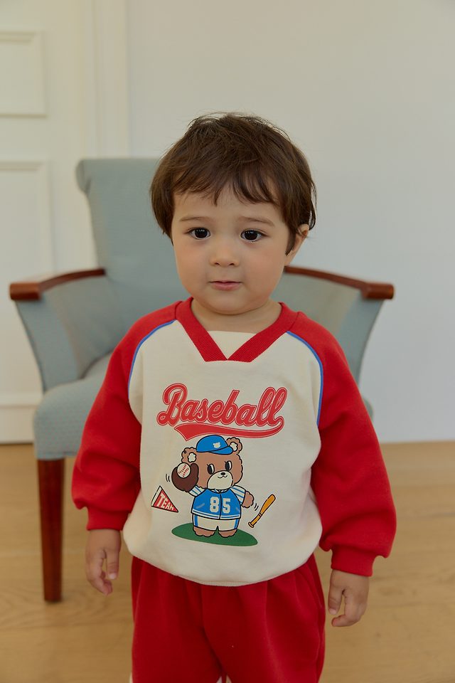 Sera - Korean Baby Fashion - #babyfashion - V-Neck Baseball Top and Bottom Set - 11