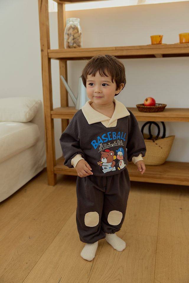 Sera - Korean Baby Fashion - #babyfashion - Collar Kneepad Top and Bottom Set - 10