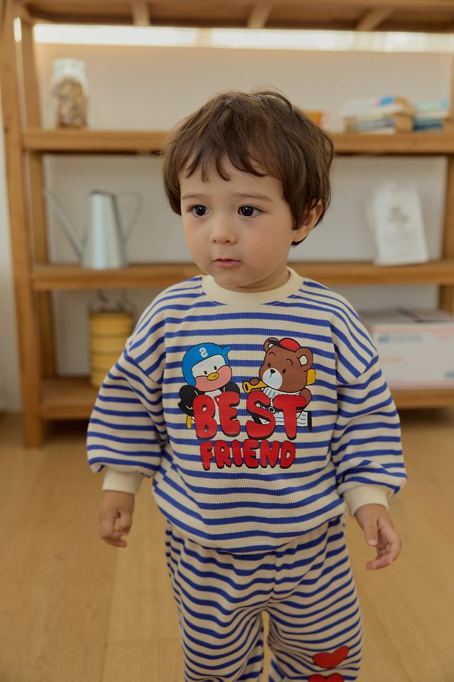 Sera - Korean Baby Fashion - #babyfashion - Best Friend Stripe Top and Bottom Set - 9