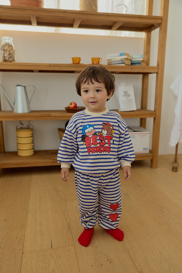 Sera - Korean Baby Fashion - #babyfever - Best Friend Stripe Top and Bottom Set - 10