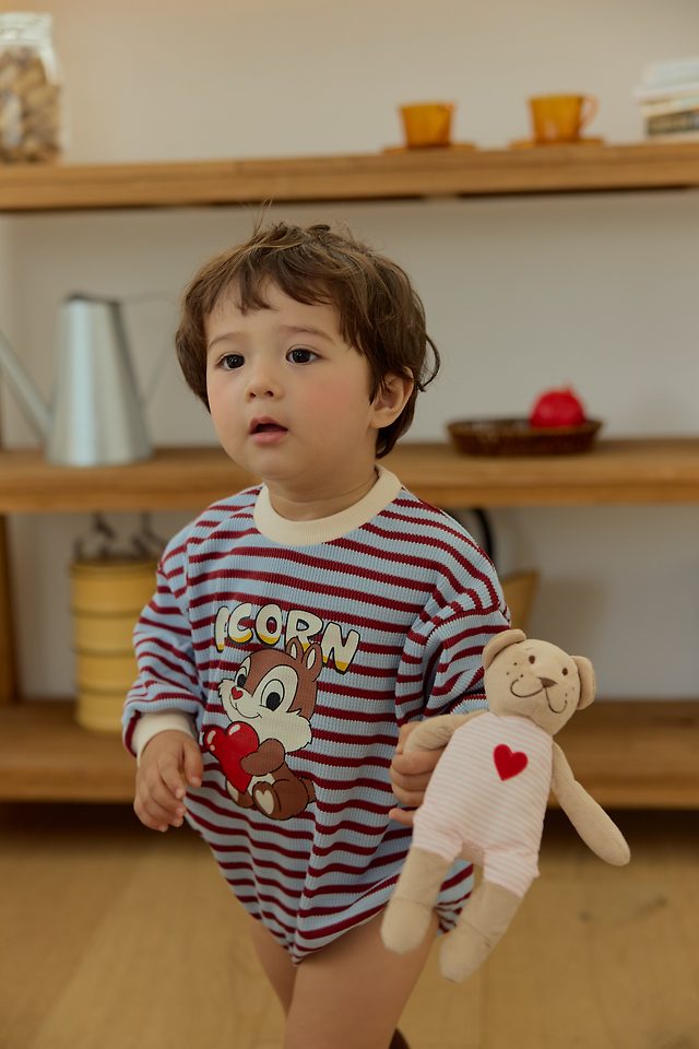 Sera - Korean Baby Fashion - #babyoninstagram - Squirrel Stripe Romper - 4