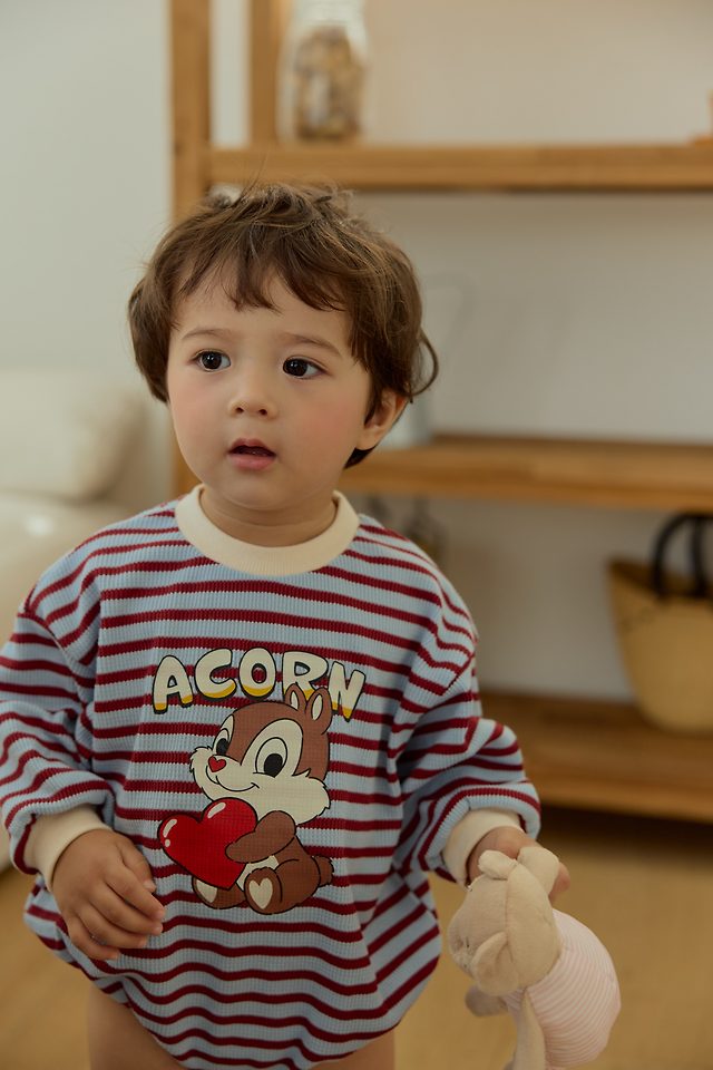 Sera - Korean Baby Fashion - #babyoutfit - Squirrel Stripe Romper - 5