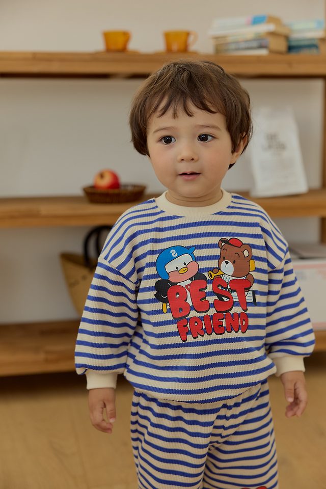 Sera - Korean Baby Fashion - #babyoutfit - Best Friend Stripe Top and Bottom Set