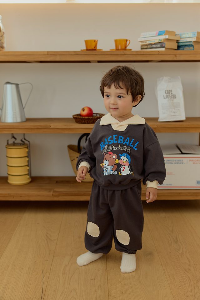Sera - Korean Baby Fashion - #onlinebabyshop - Collar Kneepad Top and Bottom Set - 5